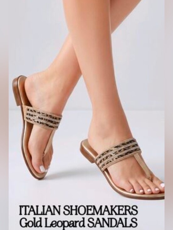 Italian Shoemakers Footwear Shoes - ITALIAN SHOEMAKERS Cushion soles sandals thong flip flop leopard design. 7.5